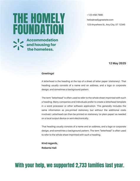 charitable trust letterhead design.